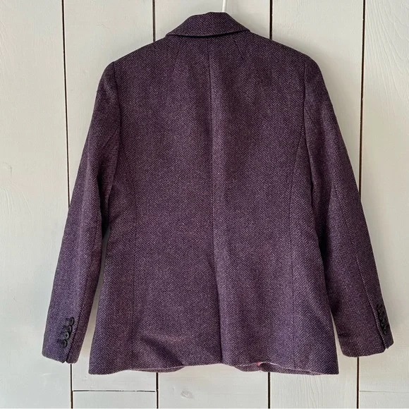 J.Crew Parke Blazer Jacket Sz 2 Purple Herringbone English Wool - Picture 6 of 16